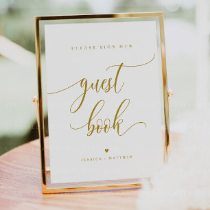 Poster Custom Name Gold Script Guest Book Sign 8x10"