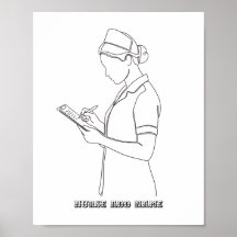Custom Name Minimalist Nurse Clipboard Line Art 