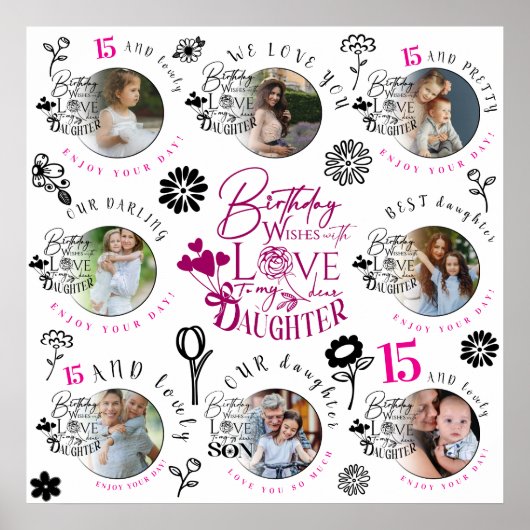 Poster Custom Photo Pattern Daughter Birthday (Devant)