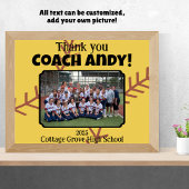Poster Custom Picture Softball Coach merci cadeau