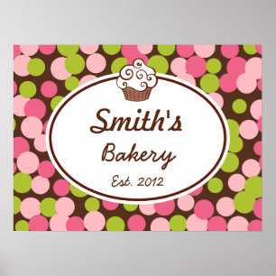 Poster Custom Pink and Lime Business Sign Art  Print