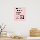 Poster Custom Pink WiFi QR | Personalized Password (Cuisine)