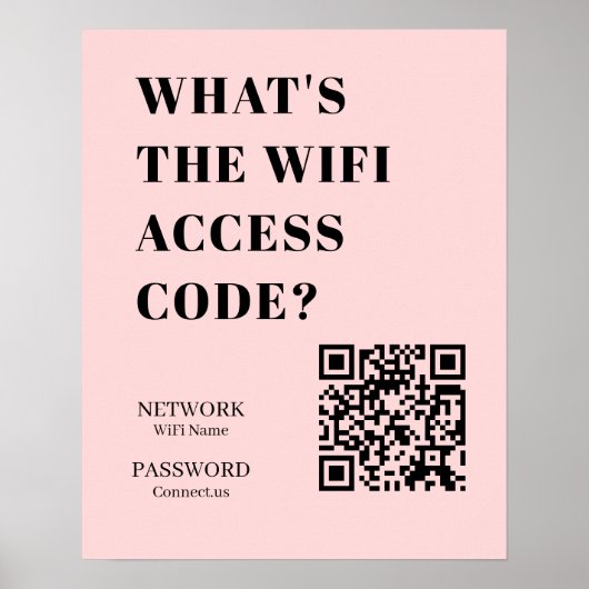 Poster Custom Pink WiFi QR | Personalized Password (Devant)