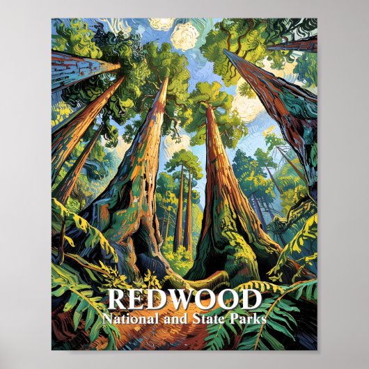 Poster Custom Redwoods National Park California Van Gogh (Devant)