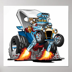 Poster Custom T-bucket Roadster Hotrod Cartoon
