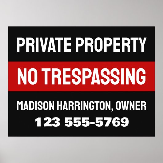 Poster Custom Text & Color Private Property (Devant)