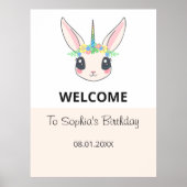 Poster Custom Unicorn Cute Pink Birthday Party  (Devant)