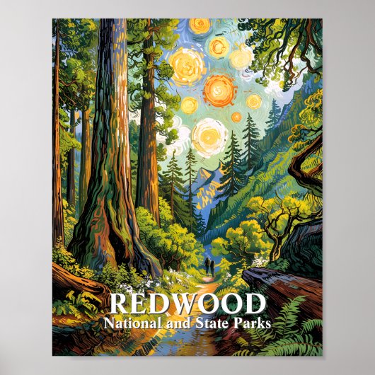 Poster Custom Van Gogh Redwood National Park Hiking Trail (Devant)