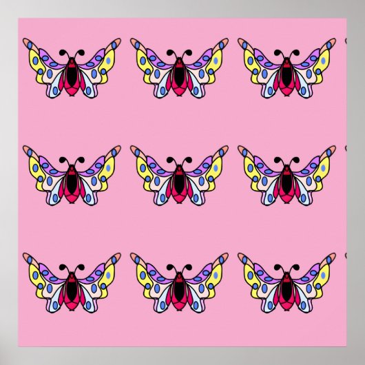 Poster Custom Vibrant Modern Folk Butterfly Art (Devant)