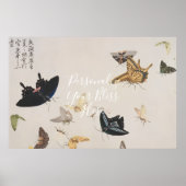 Poster CUSTOM Vintage Japanese Butterfly Botanical Print (Devant)