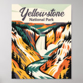 Poster Custom Yellowstone National Park Lower Falls Retro (Devant)