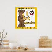 Poster customisé Bear I Love 1st Grade Classroom (Cuisine)