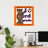 Poster customisé Bear I Love 3e Grade Classroom (Bureau à domicile)