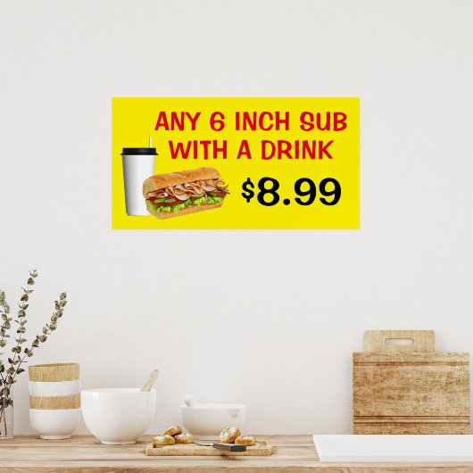 Poster Customiser N'Importe Quel 6 Pouces Sous Avec Un Bo (Cuisine)