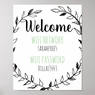 Poster Customizable Welcome Wifi password sign