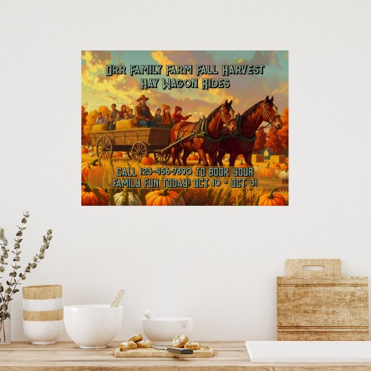 Poster Customize Farm Fall Harvest Horse Drawn Wagon Ride (Cuisine)