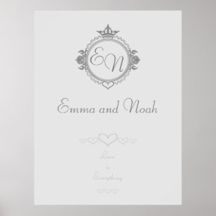 Poster Customize the names, initials and phrase Love
