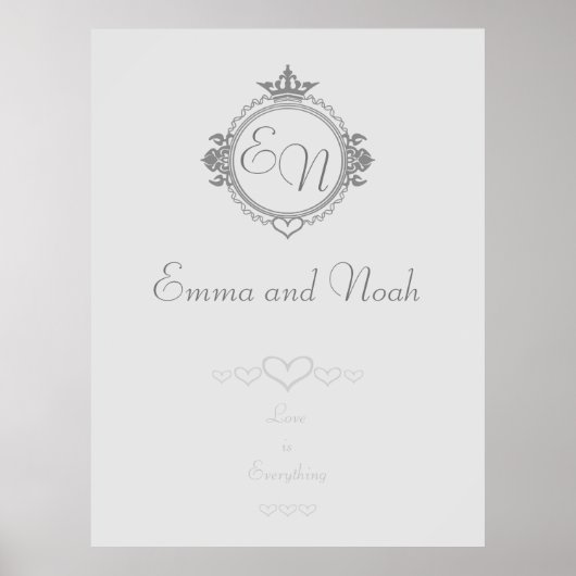 Poster Customize the names, initials and phrase Love (Devant)
