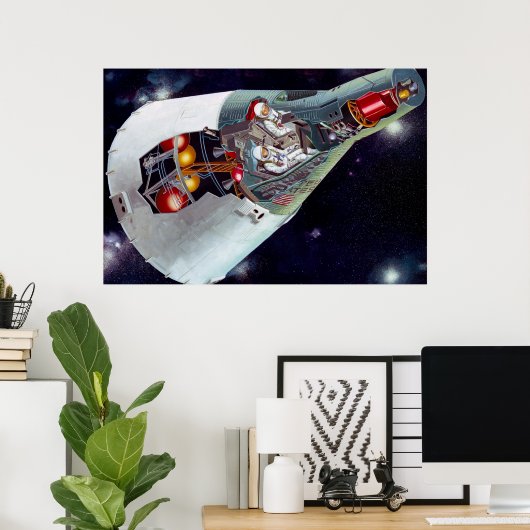 Poster Cutaway Un Appareil Spacecraft Gemini À Deux Perso (Bureau à domicile)