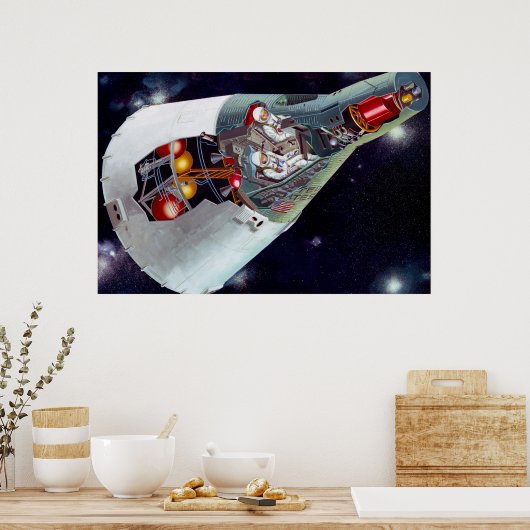 Poster Cutaway Un Appareil Spacecraft Gemini À Deux Perso (Cuisine)