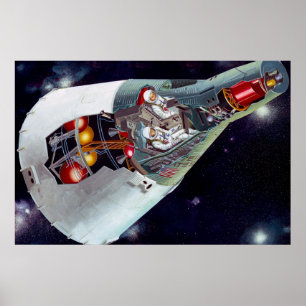 Poster Cutaway Un Appareil Spacecraft Gemini À Deux Perso