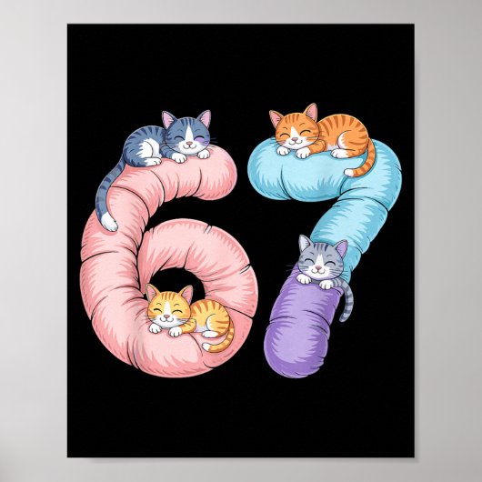 Poster Cute 67 Cat Meme Design  (Devant)