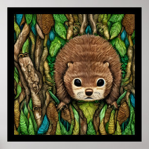 Poster Cute Adorable Little Baby Beaver