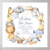 Poster Cute Adventure Baby Boy Birth Record Statistiques (Devant)