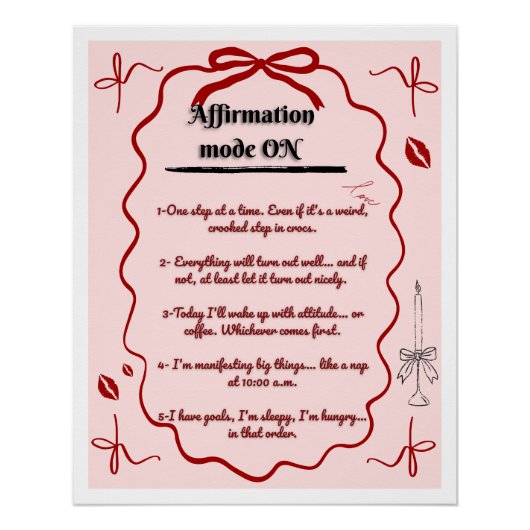 Poster cute affirmations funny aesthetic mindset (Devant)