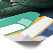 Poster Cute Alligator lire un livre Nursery Art (Coin)