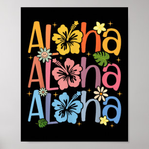 Poster Cute Aloha Hawaiian Summer Vacances Shaka Hibiscus