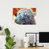 Poster Cute Alpaca bébé en bleu (Bureau à domicile)