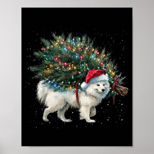 Poster Cute American Eskimo Dog In A Christmas Tree For M (Devant)