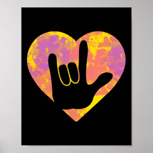 Poster Cute American Sign Language Fierté Sourde Sensibil