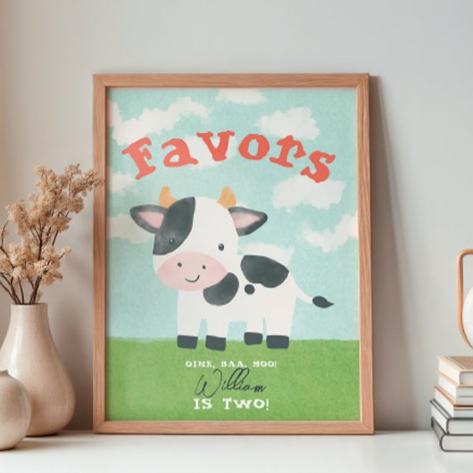 Poster Cute animal de ferme Barnyard Aquarelle Favoriser