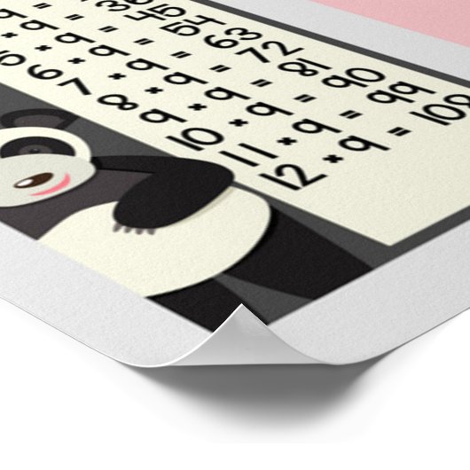 Poster Cute Animals Multiplications Tables Educational (Coin)