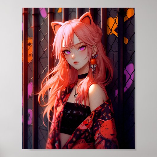 Poster Cute Anime Catgirl (Devant)