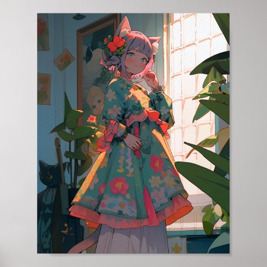 Poster Cute Anime Catgirl (Devant)