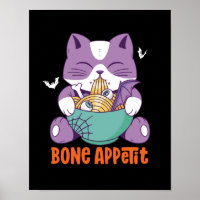 Cute Anime Chat Mange Ramen Bon Appetit Halloween