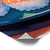 Poster Cute Anime Girl Manger Ramen et Sushi (Coin)