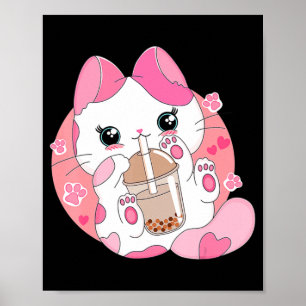 Poster Cute Anime Kawaii Chat Boba Bubble Tea Girls Costu