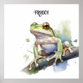 Poster Cute Aquarelle Arbre Frog, personnalisé (Devant)