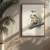 Poster Cute Aquarelle Arbre Frog, personnalisé