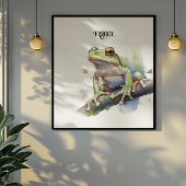 Poster Cute Aquarelle Arbre Frog, personnalisé