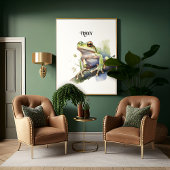 Poster Cute Aquarelle Arbre Frog, personnalisé