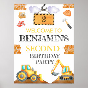 Poster Cute Aquarelle Construction Anniversaire