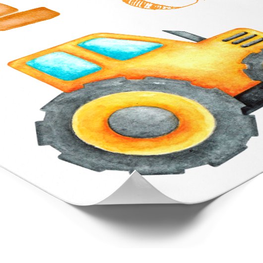 Poster Cute Aquarelle Construction Anniversaire (Coin)