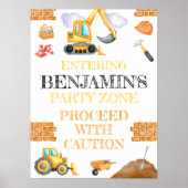 Poster Cute Aquarelle Construction Anniversaire (Devant)