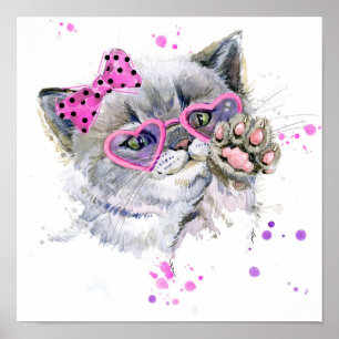 Poster Cute Aquarelle Kitten