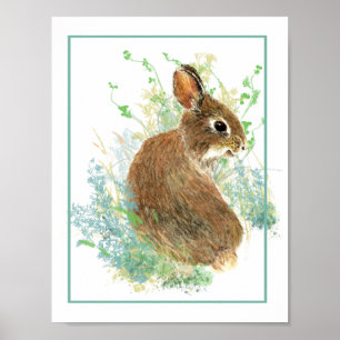 Poster Cute aquarelle lapin lapin ferme animal